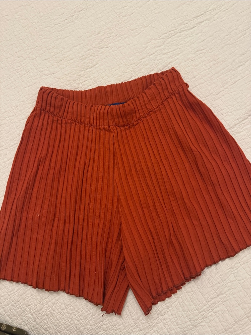 Simon Miller Ribbed High-Waist Shorts in Rust Orange